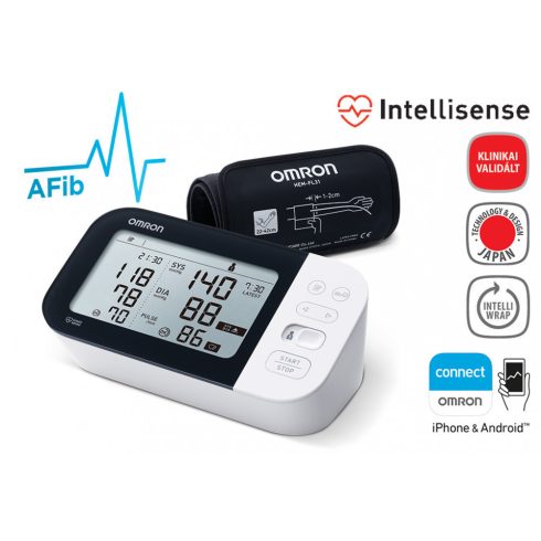 OMRON M7 Intelli IT Intellisense felkaros okos-vérnyomásmérő - Bluetooth, AFIB